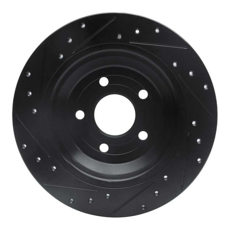 Ford Focus Brake Rotor (1) - Rear Right - R1 Concepts - Drilled & Slotted - Black - `16-`25